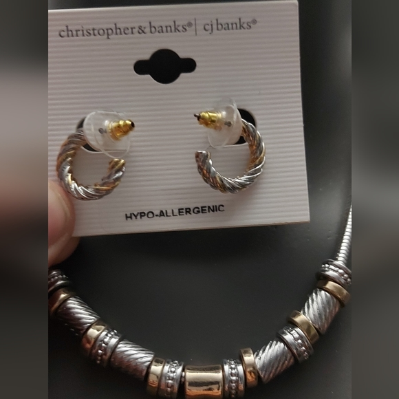 Silver tone vintage necklace and earstud - Picture 4 of 4